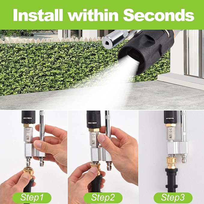 Ciunura 2 in 1 Downstream Soft Wash Chemical Nozzle, M5 Twist Nozzle Shooter Tips, 0-60° Adjustable Spray Pattern, for 1700 to 6000 PSI, 3 to 7 GPM Pressure Washer, with 1/4 inches Quick Connect