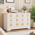 Garvee Dresser for Bedroom with 6 Drawers, 47.2'' Wide Chest of Large Decorative Drawer Front with Large Clothes Storage Cabinet, Wood Bedroom Dresser, TV Stand for Nursery, Living Room, White