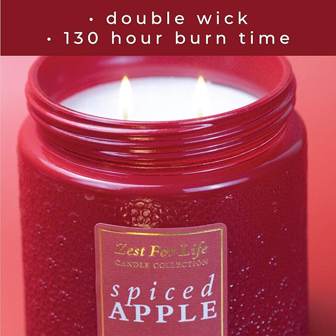 A Cheerful Giver - 28oz Large Scented Candle Jar with Lid- Zest for Life - 130 Hours of Burn Time, Gift for Women (Large, Spiced Apple)