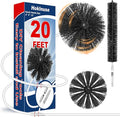 HOKLNUSE Dryer Vent Cleaner Kit Ducts Cleaning Kit for Dryer Air Duct HVAC Vent Fireplace Chimney Pellet Stove Gutter Downspout Dryer Vent Lint Removers with 1.5" 4" 6" Brush Heads (20 Feet)