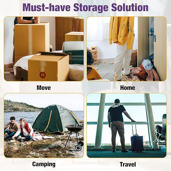 HIBAG Vacuum Storage Bags, 10-Pack Vacuum Seal Bags for Clothing Clothes, Space Saver Bags (2 Jumbo, 2 Large, 2 Medium, 2 Small, 2 Roll-up) with Pump (10-Combo)