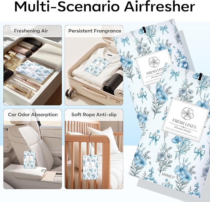 MYARO 20 Packs Fresh Linen Sachets for Drawer and Closet, Long-Lasting Sachets Bags Air Freshener Fresh Scents, Potpourri Bags Home Fragrance for Lover