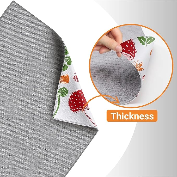 Dish Drying Mat For Kitchen Counter, Red Mushroom Microfiber Absorbent Dish Drainer Rack Pad Reusable Large 18x24in Drying Mat