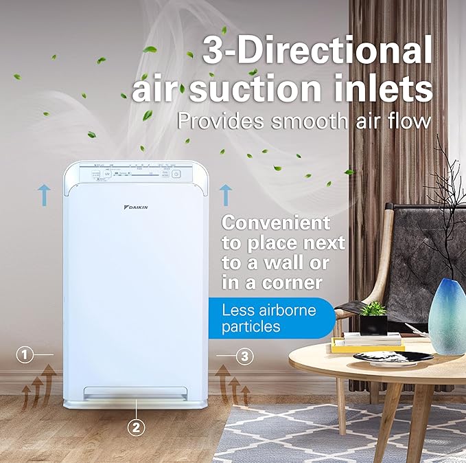 Daikin Room Air Purifier Bundle, HEPA Air Purifier with Pre-filter, Carbon, and UVC LED Light Filtration, Zero Ozone, CARB Certified, Includes 2 Purifiers and 2 sets of Replacement Filters
