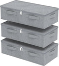 ENUMAIL Underbed Storage Box, Foldable Under Bed Bins Container, Fabric Closet Organizer with Lid, for Clothes, Sheets, Blankets, 23.6x11.8x5.9in, Grey, 3 Pack