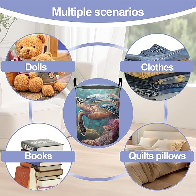 Cute Octopus Laundry Hamper Large Canvas Fabric Lightweight Storage Basket/Dirty Clothes Collapsible Waterproof for College Dorms, Boys and Girls Bedroom,Bathroom