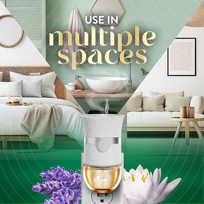 Air Wick Vibrant Plug In Scented Oil Refill, Infused with Essential Oils, Plug In Air Fresheners for Home, Lavender & Waterlily, 4 ct