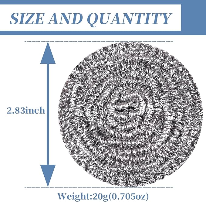GUEICN Stainless Steel Scrubber Scrubbing Scouring Pad Sponges Clean Pot Pan and Steel Wool for Kitchen Bathroom