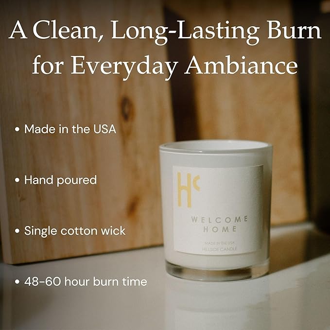 Welcome Home Single Wick Soy Candles, Luxury Scented Candles for Home - Up to 60 Hour Burn Time, Cruelty-Free Soy Wax Blend - Lemon Fragrance, Notes of Cinnamon & Clove (9 oz)