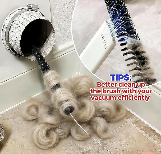 Dryer Vent Cleaner Kit 2 Pack - Household Cleaning Supplies 304 Stainless Steel Dryer Lint Brush Home Essentials for Lint Trap Dust Vacuum Brush
