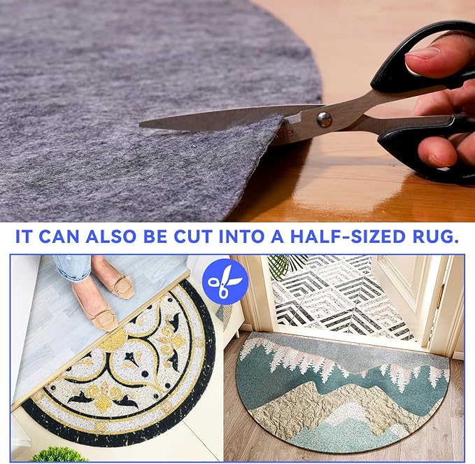 Non-Slip Rug Pads,Round 5 Ft Waterproof Extra Large Area Rugs Non Skid Rug Pad for All Floors and Finishes Durable Hardwood Floor Protective Felt Keeps Rugs in Place, Safe and Secure