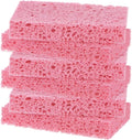 M METERXITY 6-Pack Kitchen Sponges, Condense Eco Cellulose Non-Scratch Scrub Heavy Sponge for Kitchen/Household/Bathroom, Clean Tough Messes Dish Scrubber [Pink]