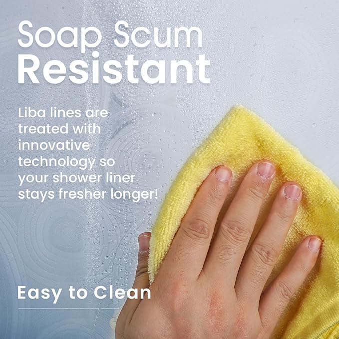 LiBa PEVA Shower Curtain Liner with 12 Plastic Rings - 8G Waterproof Shower Liner for Bathroom, 72x72 Inch Stall Shower Curtain Liner with Magnets, Oceanic Gradient Weighted