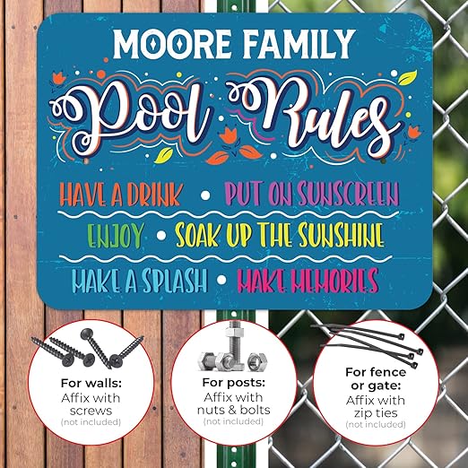 Custom Pool Sign, Pool Rules Have A Drink for Pool Décor Sign, 18x24 Inches, Rust Free .063 Aluminum, Fade Resistant, Made in USA by Sigo Signs