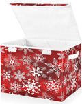 Bolaz Storage Bins with Lids and Handles, Christmas Snowflake Storage Box Storage Basket with Cover Collapsible Organizer Containers for Home Closet, Shelves