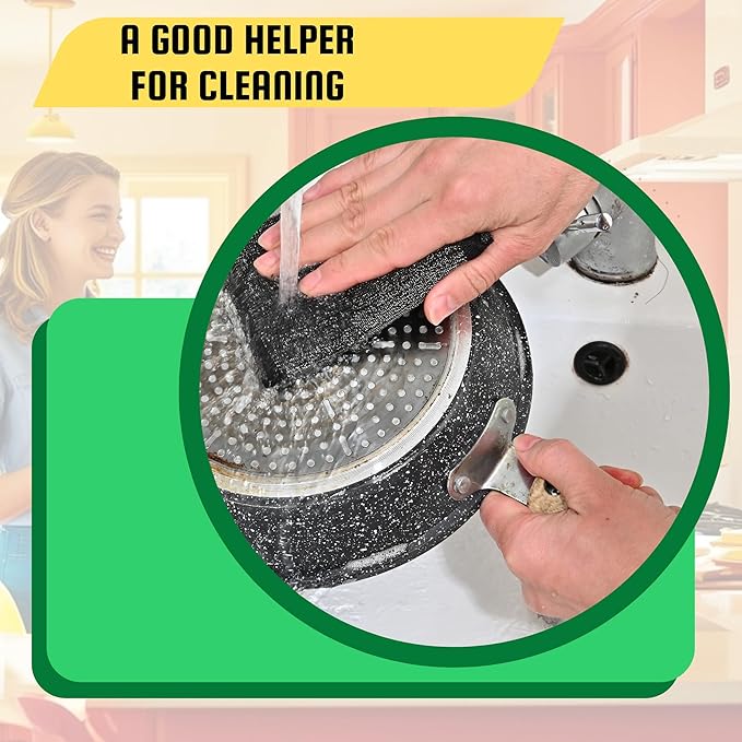 DDGEAA Steel Wool Scrub Sponges Kitchen, Reusable Dish Scrubber Sponge, for Pots, Pans, Gentle and Scratch Free - 12 Pack Black