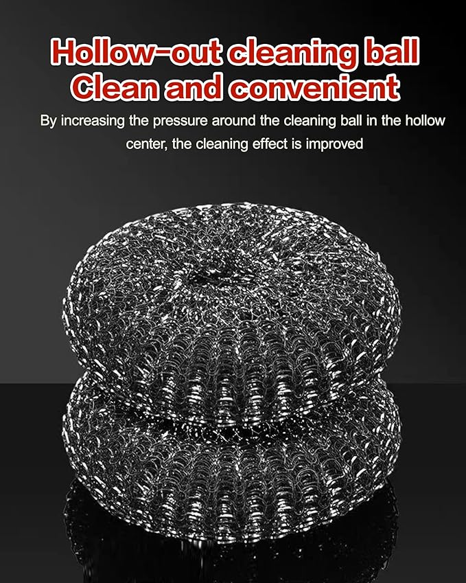 Soilleta 5Pcs Steel Wool Scrubber, Stainless Steel Scrubber Set with Long & Short Handle & 3Pcs Pads, Metal Scrubbers for Cleaning Kitchen,Household,Dishes,Wash Sink,Pots,Pans,Cast Iron,Grills,Stoves