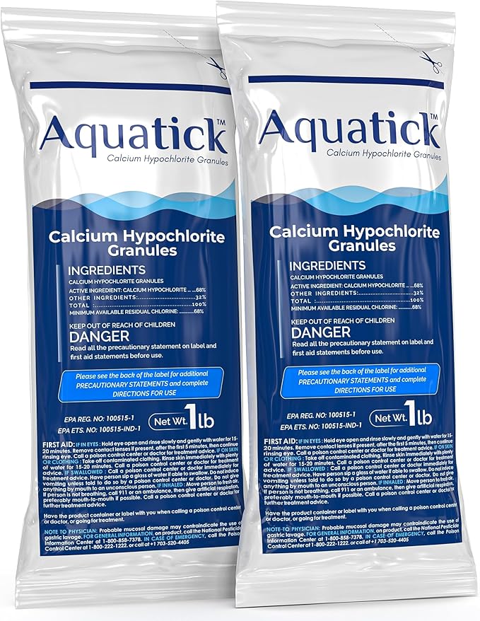 Pro-Grade Chlorine Pool Shock, 68% Cal-Hypo Granular Sanitizer, Prevents Bacteria & Algae, Restores Crystal Clear Water - Shock Treatment, Swimming Pool Chemical - 2 X 1lb