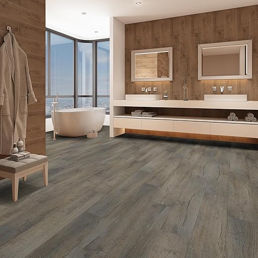 INMOZATA Peel and Stick Floor Tile Vinyl Flooring, Waterproof Plank Flooring 36-Pack 54 Sq.Ft Wood Grain Self Adhesive Peel and Stick Flooring for Bedroom, Living Room, Kitchen, RV(Aged-Wood)