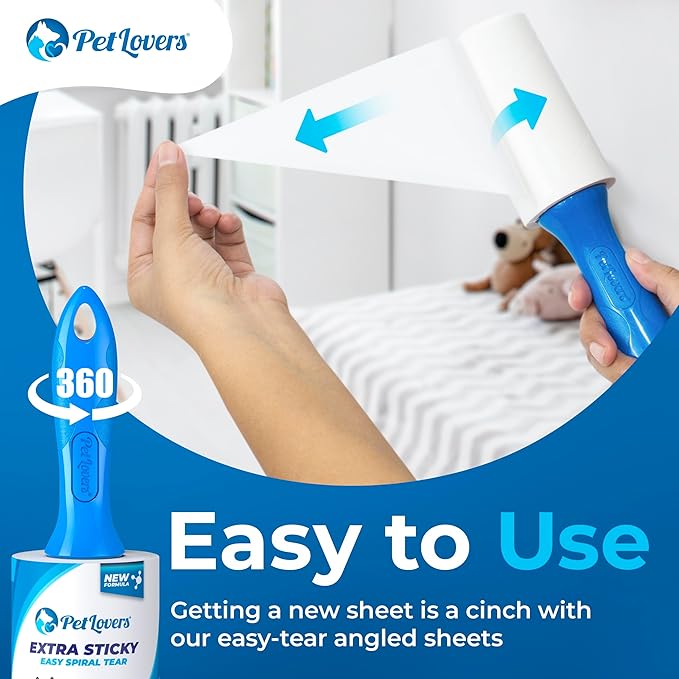 PetLovers Extra Sticky Lint Roller Mega Value Set 1000 Sheets for Pet Hair Removal, Dog and Cat Lint Remover 10 Pack