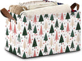 Christmas Tree Collapsible Storage Box,Winter Organizer Bin with Handles for Room Decoration,Bins Book Basket Box 17x11.5x10Inch