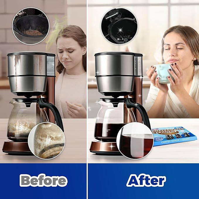Coffee Maker Cleaner and Descaling Tablet - 24 Pack, Removes Limescale, Deep Cleans, Enhances Coffee Taste, Extends Machine Lifespan, Compatible with All Brands and Types of Coffee Makers