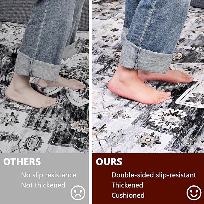 Non Slip Rug Pad Gripper, 4 x 6 Ft Extra Thick Foam Under Area Rug Carpet Pads for Any Hard Surface Floors, Keep Your Carpets Safe and in Place, Prevent Rug from Wrinkling or Buckling
