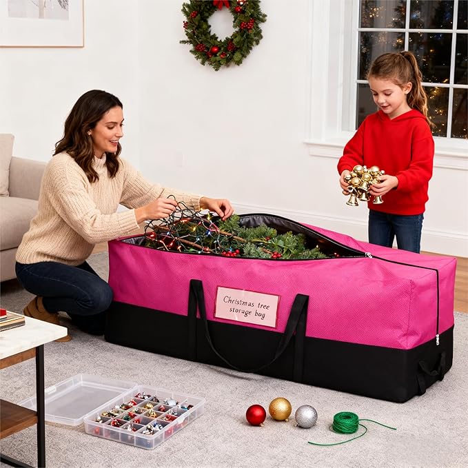 Christmas Tree Storage Bag, Fits Up 8 Ft Tall Artificial Trees, Heavy-Duty 600D Oxford Tree Bag with Reinforced Handles Zipper Clear Pocket, Storage Bags for Moving Items, Clothing, Outdoor, Bedding