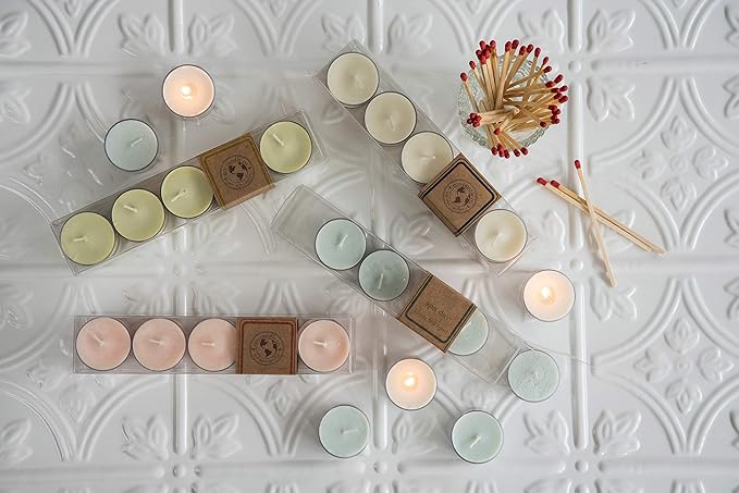 ECO CANDLE CO. Tea Light Candles, Coffee Bean, 10-Pack - Scents of Coffee Beans & Hazelnut - Recyclable Plastic Cups, 100% Soy Wax, No Lead, Hand Poured, Made from Midwest Grown Soybeans, .6 oz. Each