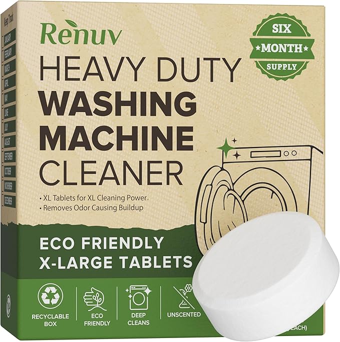 Renuv® Dishwasher Cleaner + Washing Machine Cleaner Bundle - Heavy Duty Appliance Deep Cleaning, Descaling and Deodorizing.
