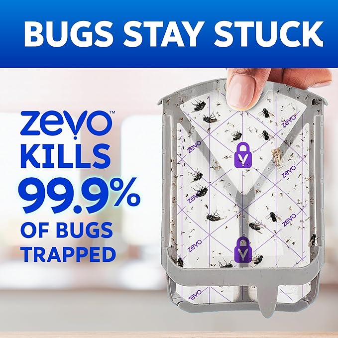 Zevo Flying Insect Trap Official Refill Cartridges - Fits Both Zevo Trap & MAX Indoor Fly Trap - Authentic Trap+Lock Technology to Catch Gnats, House & Fruit Flys (4 Official Refill Cartridges)