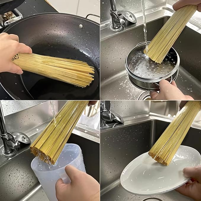 Ring-far Bamboo Wok Brush 2 Pack – Handmade Natural Scrubbers for Carbon Steel & Cast Iron, 100% Bamboo, No Metal, Eco-Friendly Kitchen Cleaning Brushes for Woks, Pans, Dishes, Teapots(for All Pots)