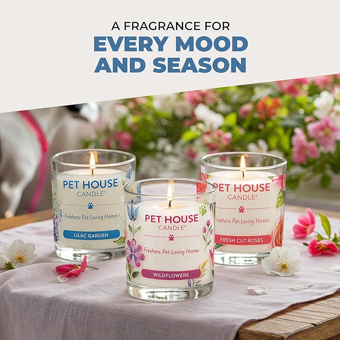 One Fur All Pet House Candle Plant-Based/Soy - Clean Burning Scented, Long Lasting Pet Odor Candle for Home - Pecan Pie