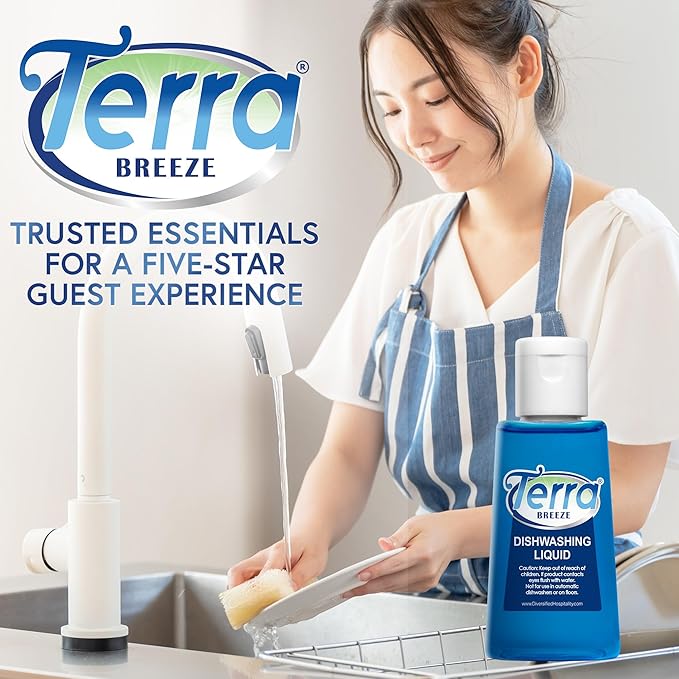 Terra Breeze Tiny Dish Soap Detergent | For Use in Vacation Rentals and Extended Stay Hotels | 1.6 oz (Case of 50)