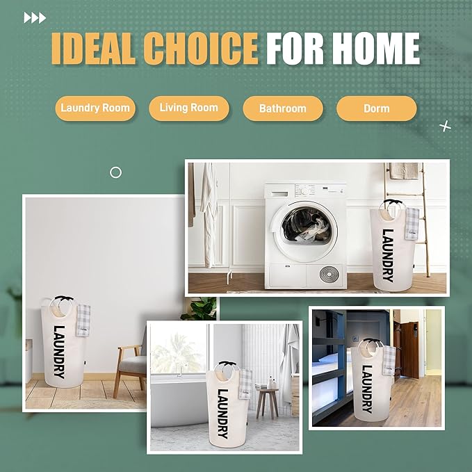 Caroeas 90L Laundry Basket (13 Colors), Waterproof Laundry Hamper, Laundry Bag with Padded Handles, Clothes Hamper, Collapsible Laundry Basket Easy Storage