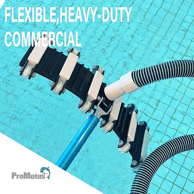 19" Commercial Weighted Pool Vacuum Head, Heavy-Duty Flexible Head with Chrome-Plated Metal Handle & 12 Urethane Wheels,Professional Cleaning Tool for Inground & Above Ground Pools