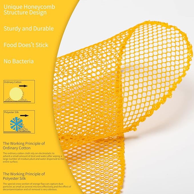 BAIKAFU 6Pcs Dish Wash Net,Innovative Mesh Cloth,Ultra Non-Scratch Dish Rags for Washing Dishes,100% No Odor/Quick Dry,Perfect Scrubber,Dish Sponges for Washing Dishes Yellow/Pink/Gray