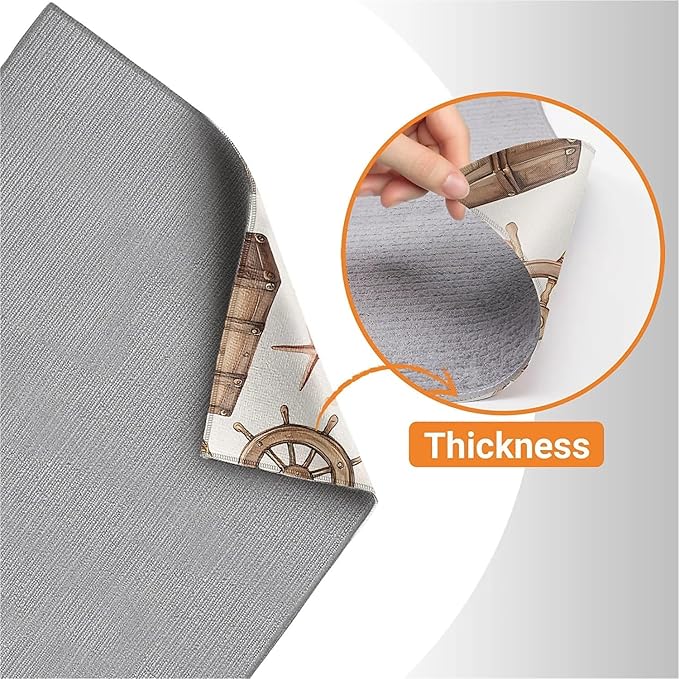 Dish Drying Mat For Kitchen Counter, Seashells Starfish Coastal Microfiber Absorbent Dish Drainer Rack Pad Reusable Large 18x24in Drying Mat