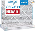 Aerostar 21 1/2x23 5/16x1 MERV 11 Pleated Air Filter, AC Furnace Air Filter, 4 Pack (Actual Size: 21 1/2" x 23 5/16" x 3/4")