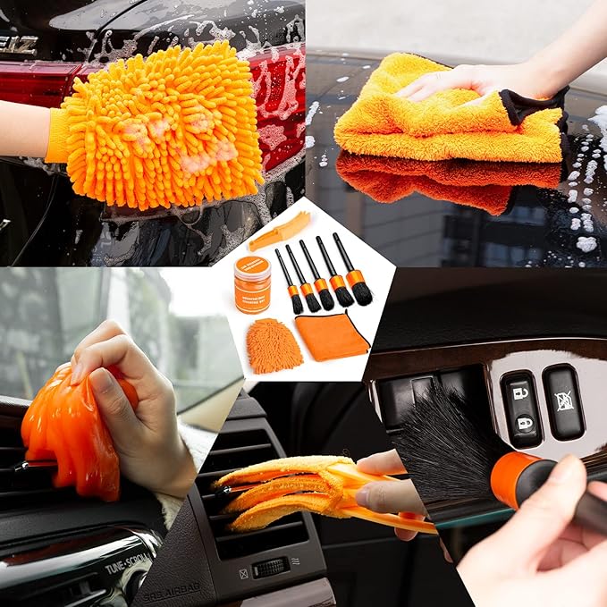Viewsun 20PCS Car Cleaning Kit, Car Interior Detailing Kit with High Power Handheld Vacuum, Auto Detailing Drill Brush Set, Cleaning Gel, Complete Car Wash Kit Supplies for Deep Cleaning