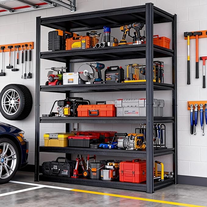 Notmise Metal Garage Shelving Unit, Heavy Duty 6-Tier Adjustable Storage Rack, Steel Shelving,2000 lbs Capacity, Industrial Shelves for Heavy Tools and Equipment (6-Tier 77.4" H × 39.4" W × 17.7" D)