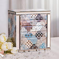 High End Glass Jewelry Box - 5 Layer Jewelry Organizer with 2-Sided Doors and Mirror - Velvet-Lined Organizer For Ring, Necklace, Earring, Bracelet Storage - Valentine's Day Gift For Women