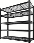 LI JIU HOME 5 Tier Metal Shelving Unit, Adjustable Storage Shelves, 84" H x 55" W x 24" D Heavy Duty Garage Shelves for Warehouse, Basement, Kitchen, Pantry, Living Room, Black (5T 84 * 55 * 24)
