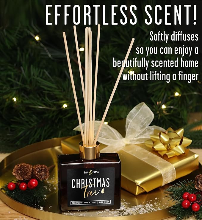 Christmas Tree Diffuser, Christmas Diffuser Decor - w/Pine Balsam, Cedar & Citrus I Infused w/Essential Oils I 3.75 OZ Oil I Long-Lasting Scent Lasts 4-6 Month's I Made in The USA