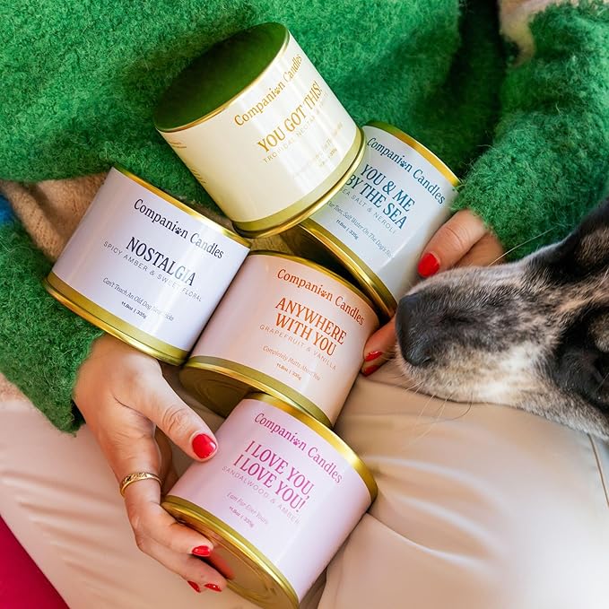 Companion Candles Pet-Friendly Wood Wick Candle - “Anywhere with You” Grapefruit & Vanilla, Coconut Soy Wax Scented, Over 50 Hr Burn Time, Non-Toxic, Women-Owned, Made in USA (11.8 oz.)