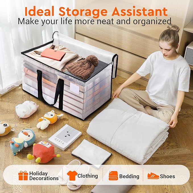 BlissTotes Moving Bags, 6-Pack Storage Bags, Moving Bags Heavy Duty Extra Large, Moving Totes, Clear moving Bags, Reinforced Handles & Tag Pocket (125L)