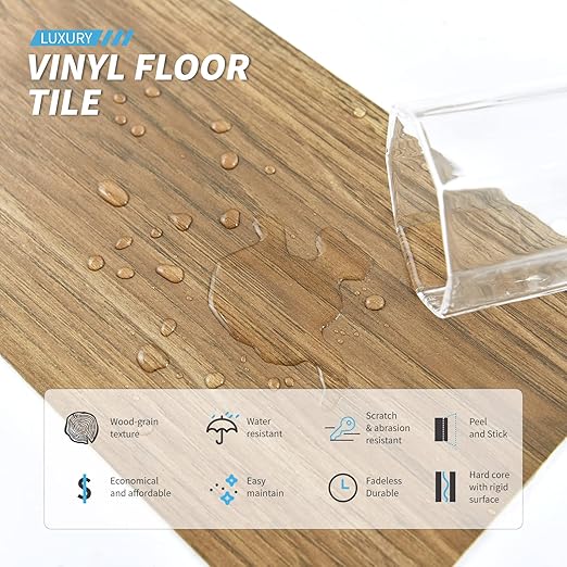 Art3d 36-Pack 54 Sq.ft Peel and Stick Floor Tiles Vinyl Plank Flooring Wood Look, Adhesive and Waterproof Tile Sticker for Bedroom, Living Room, Kitchen, RV in Ashtree