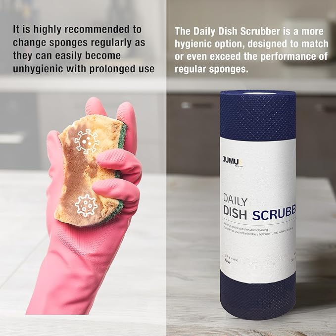 Jumuk Supplies Daily Dish Scrubber Sheet Non-Scratch Household Disposable Cleaning Sponges | Recyclable, Eco-Friendly & Perfect for Kitchen, Home Cleaning and Outdoor Use (1, Navy)