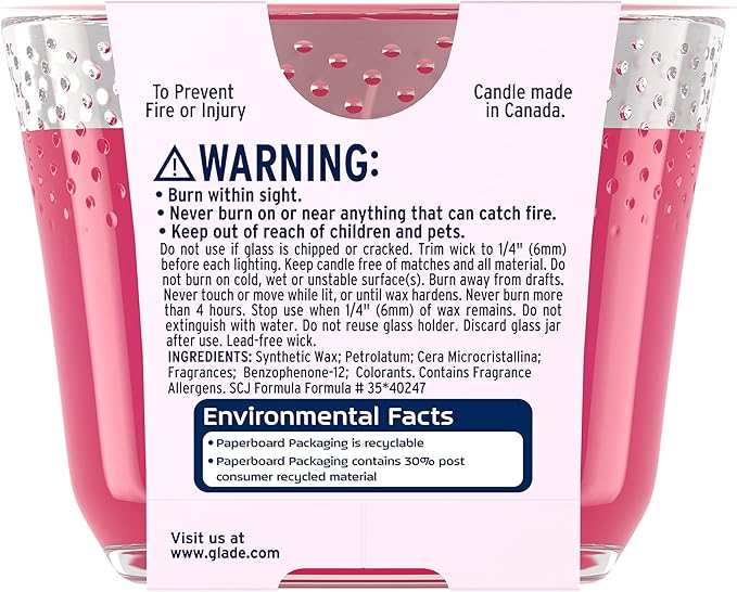 Glade Bubbly Berry Splash 3-Wick Candle, Infused with Essential Oils, Air Freshener - 3 Count, 6.8 Oz Each