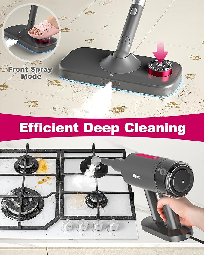 Steam Mop for Floor Cleaning, 7in1 Handheld Steamer Cleaner Detachable for Hardwood Laminate,Vinyl,Carpet,Tile,Grout,All Floors, Multi Purpose for Home,1500W 230℉ 23ft Cord,Front Sprayer,Store Station